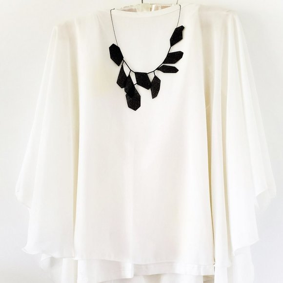 Black Metal Bib Necklace - Perforated Metal - One of a Kind Design - Picture 5 of 7